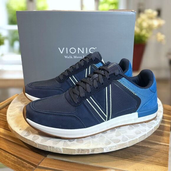 Vionic Bradey Supportive Orthotic Sneakers Nylon Leather Comfort Shoes Men’s 10 - Picture 1 of 13